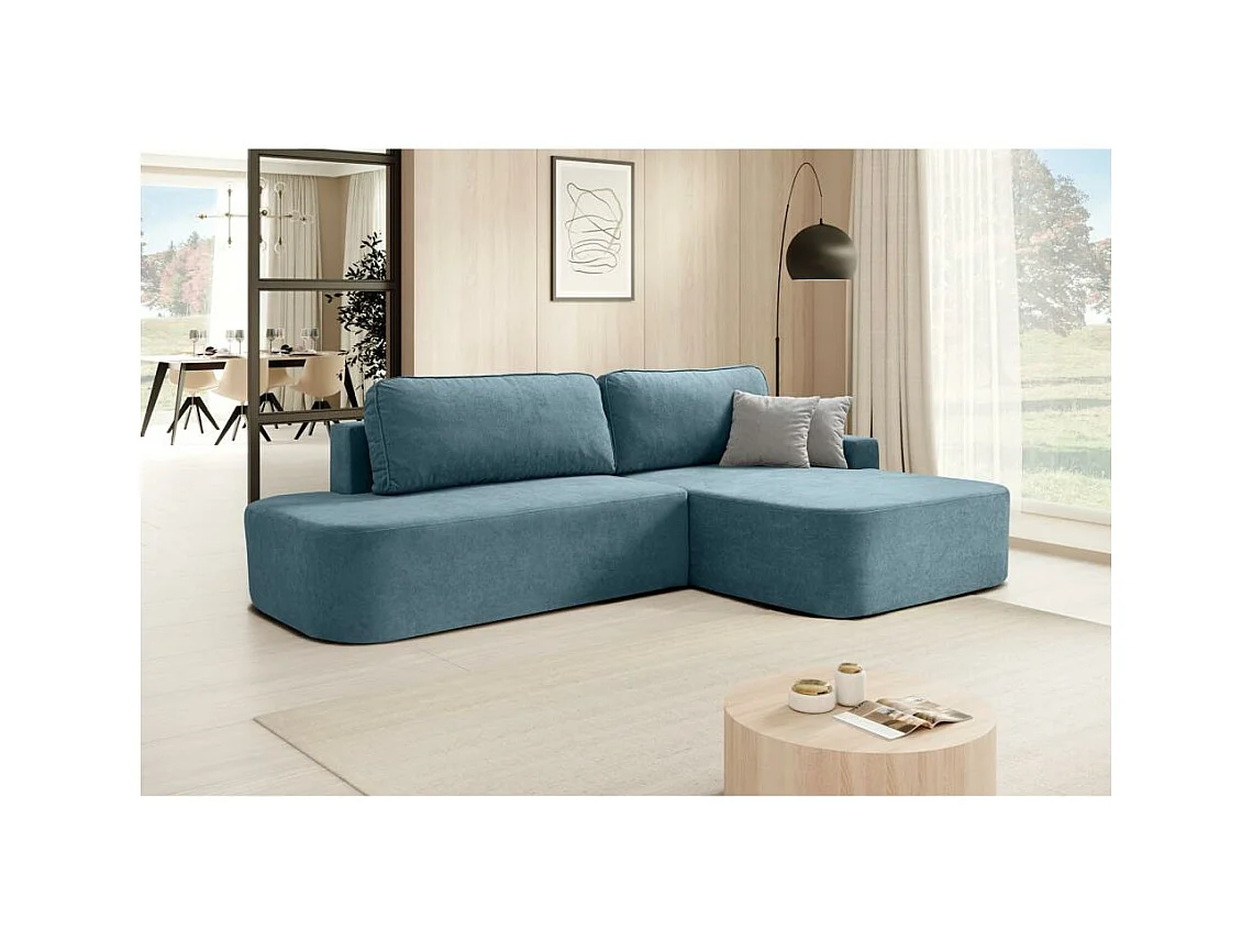 Hoekslaapbank Gavi blauw fluweel rechts