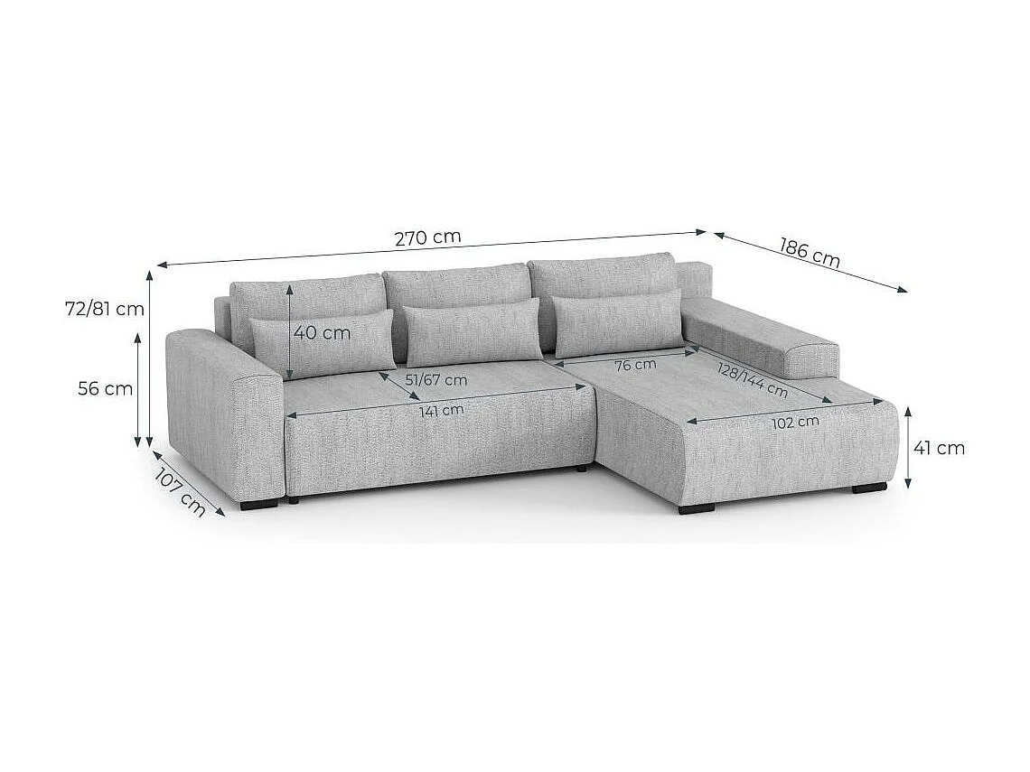 ECKSCHLAFSOFA Benny hellgrau links