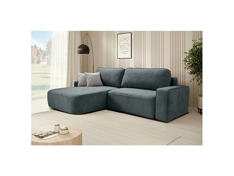 ECKSCHLAFSOFA Torre dunkelgrau velours links