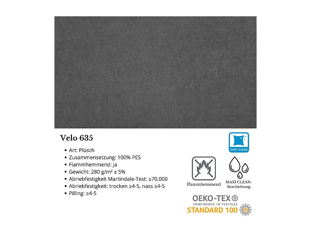 ECKSCHLAFSOFA Torre dunkelgrau velours links