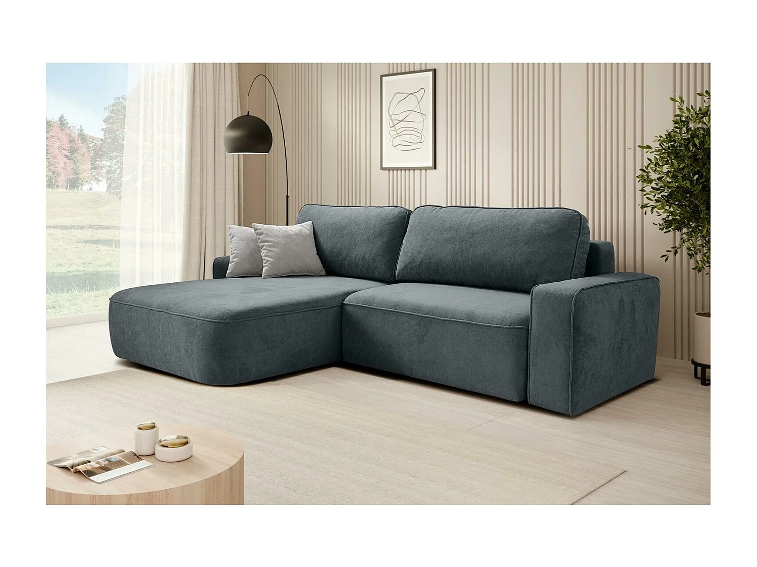 CANAPE Torre gris foncé velours gauche