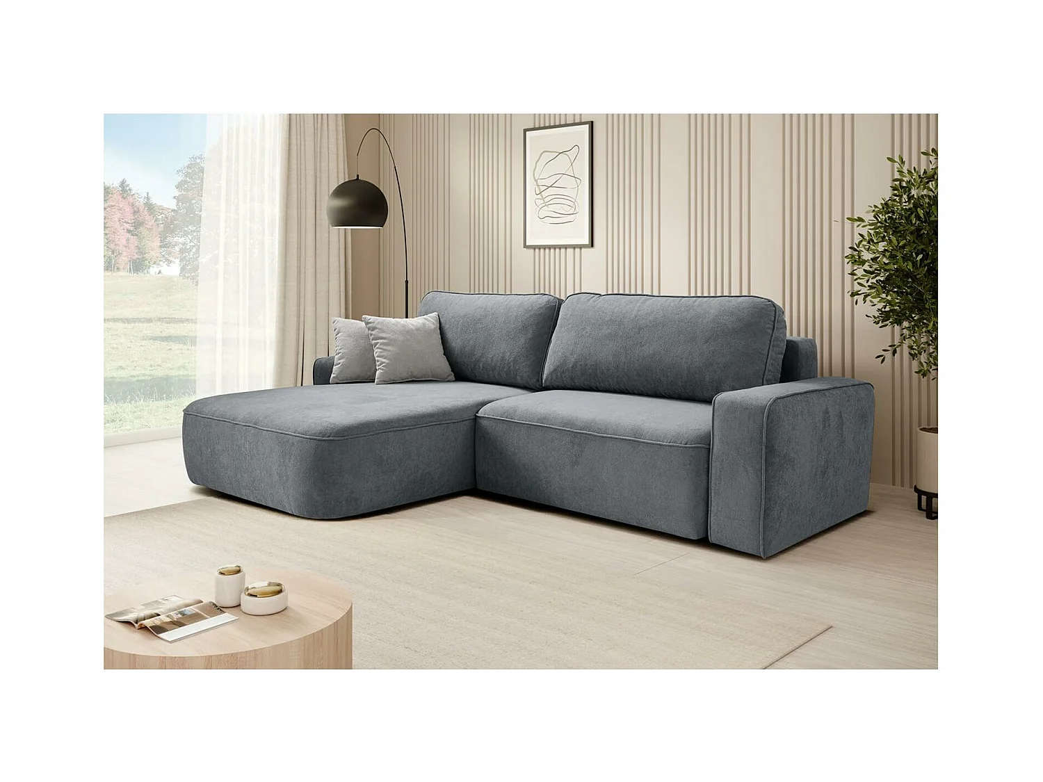 ECKSCHLAFSOFA Torre grau velours links