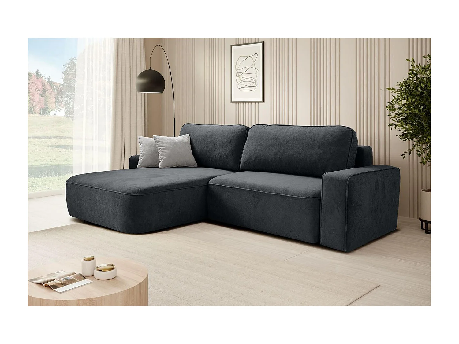 CANAPE Torre graphite velours gauche