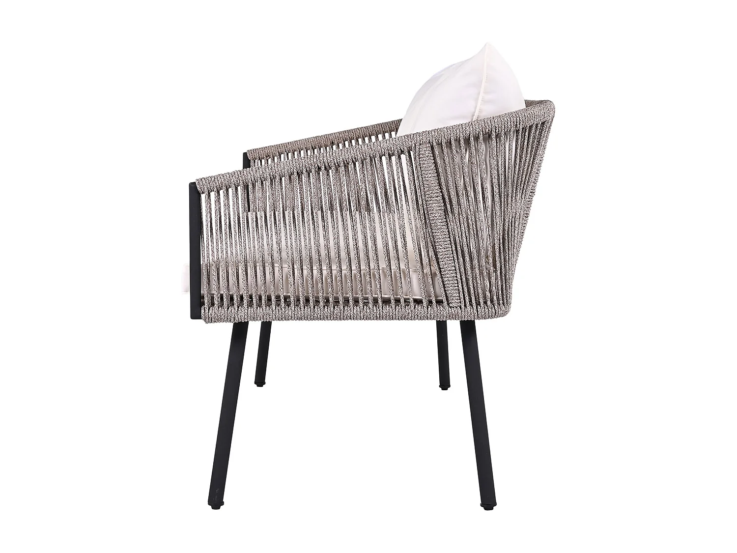 Salon de jardin, ensemble de meubles de jardin, 4 places, canapé, 2 fauteuils et table basse, extérieur, corde PE tressée, acier galvanisé, beige