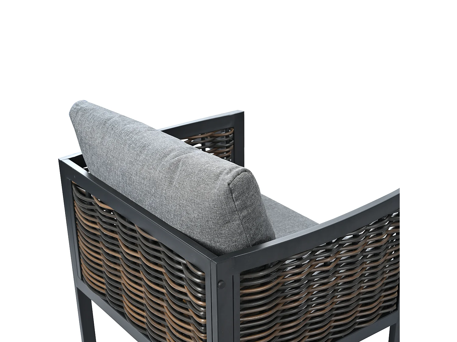 Salon de jardin, ensemble de meubles de jardin, 5 places, canapé, 2 fauteuils et table basse, extérieur, rotin PE tressé, acier galvanisé, gris