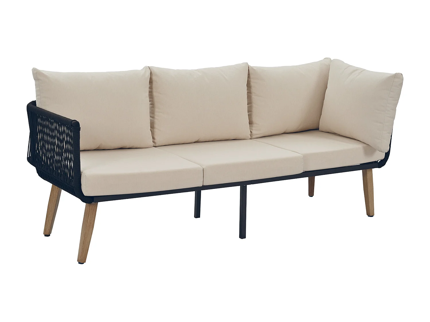 Zestaw mebli ogrodowych, 5 miejsc, narożna sofa, 1 stolik kawowy, na zewnątrz, stal ocynkowana, beżowy