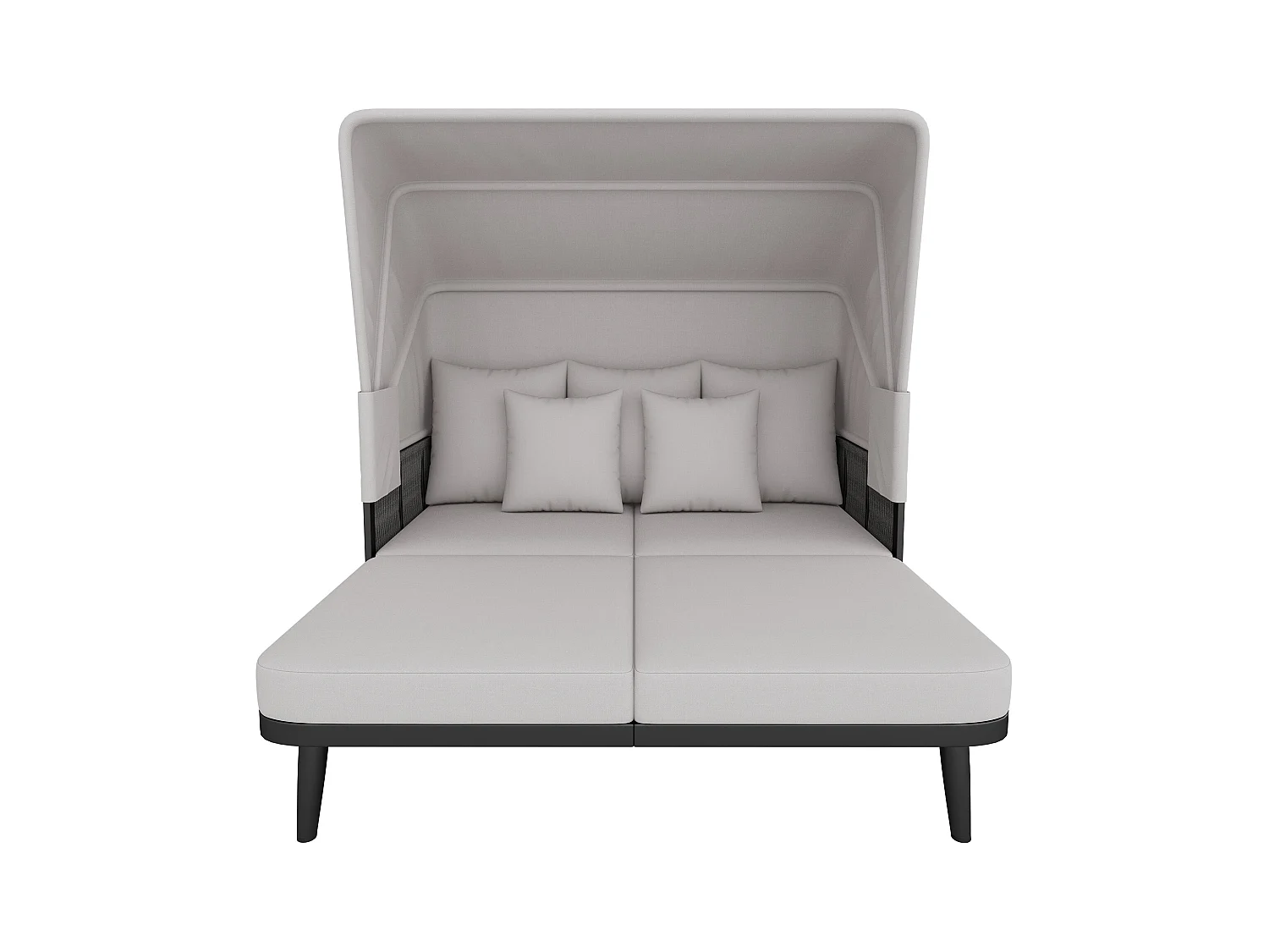 Leżak - Zestaw ogrodowy - kanapa ogrodowa - ze stali ocynkowanej - 2 miejsca - z regulowanym daszkiem - Szary