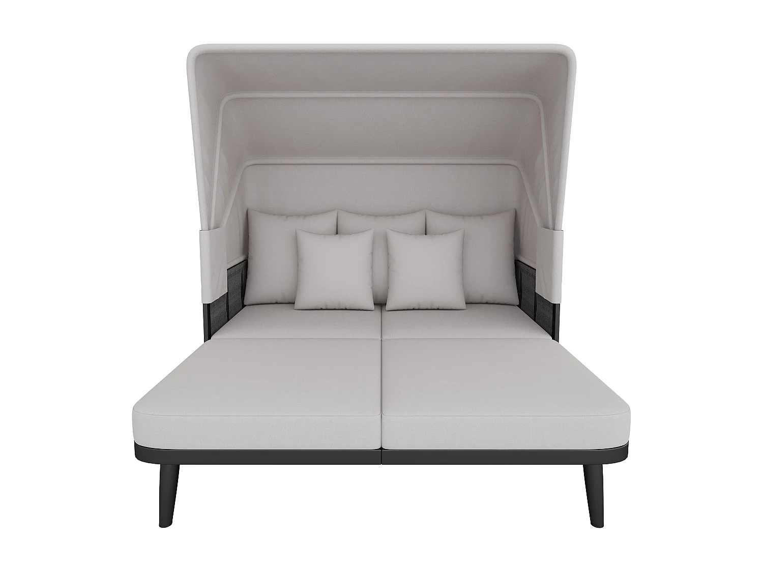 Bain de soleil - Salon de jardin - canapé de jardin - en acier galvanisé - 2 places - avec Pare soleil réglable - Gris