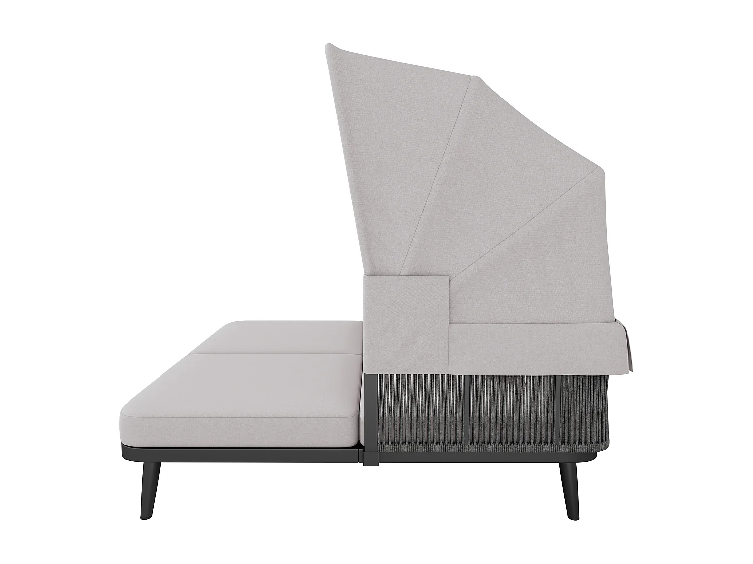 Bain de soleil - Salon de jardin - canapé de jardin - en acier galvanisé - 2 places - avec Pare soleil réglable - Gris