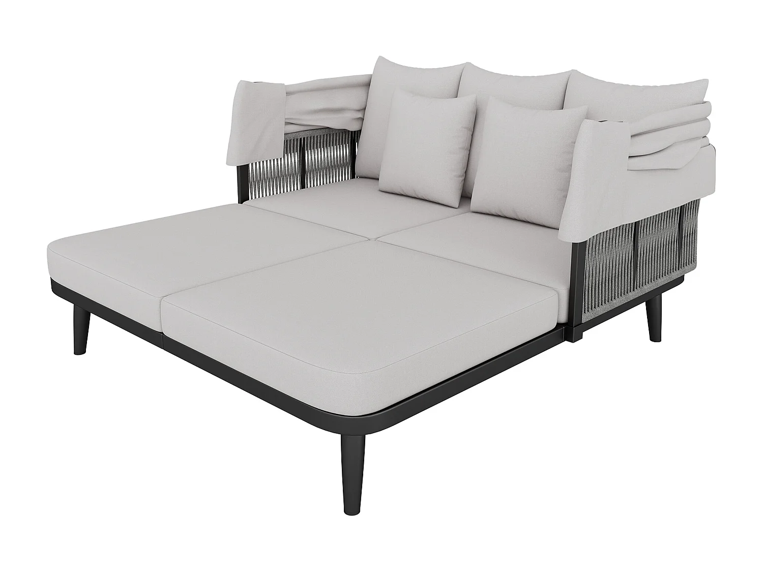 Bain de soleil - Salon de jardin - canapé de jardin - en acier galvanisé - 2 places - avec Pare soleil réglable - Gris