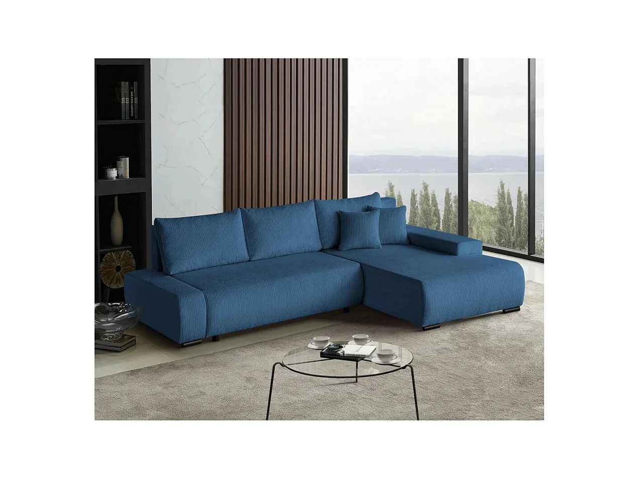 Canapé-lit ECKSCHLAFSOFA Draco L bleu foncé