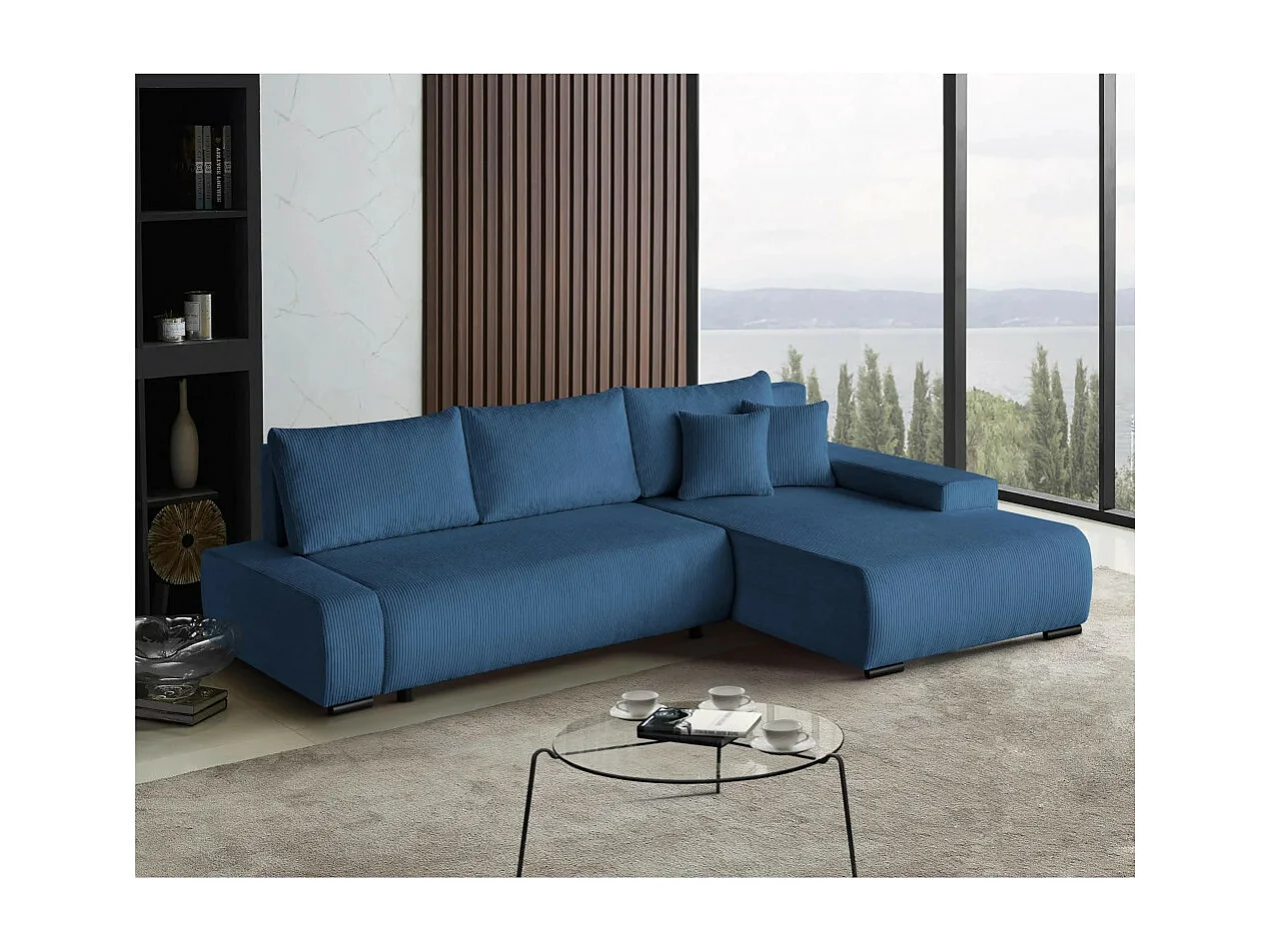 Canapé-lit ECKSCHLAFSOFA Draco L bleu foncé