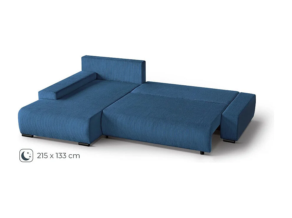 Canapé-lit ECKSCHLAFSOFA Draco L bleu foncé