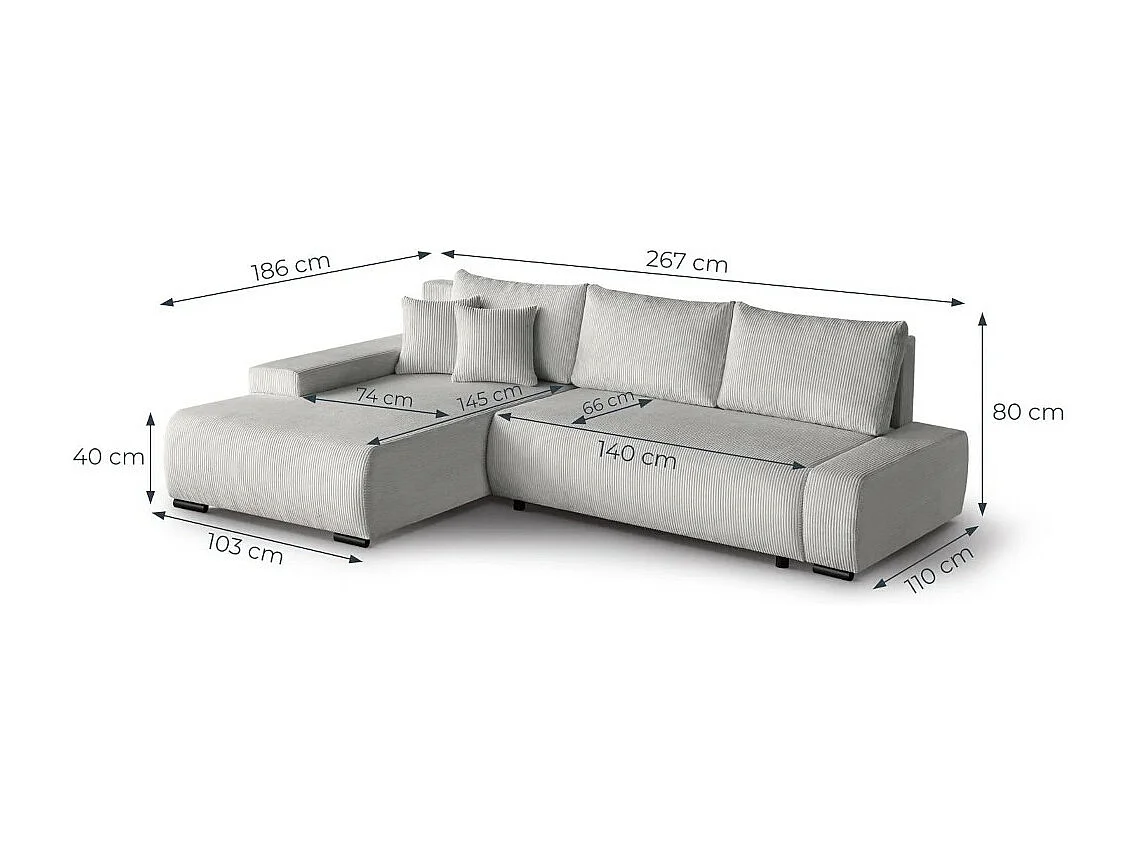 Canapé-lit ECKSCHLAFSOFA Draco L bleu foncé