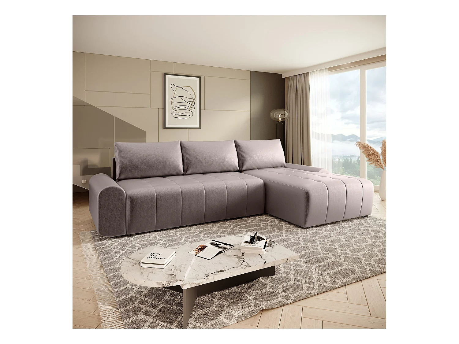 ECKSCHLAFSOFA Costa L Taupe rechts
