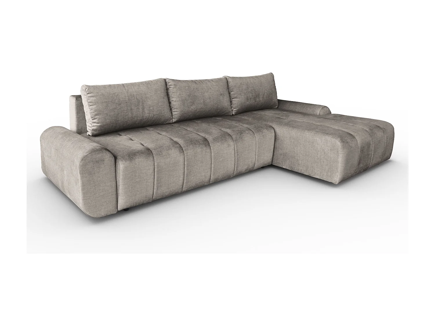 Ecksofa Costa L - mit Schlaffunktion & Bettkasten – Stoff Vogue in Cappuccino, Ottomane rechts