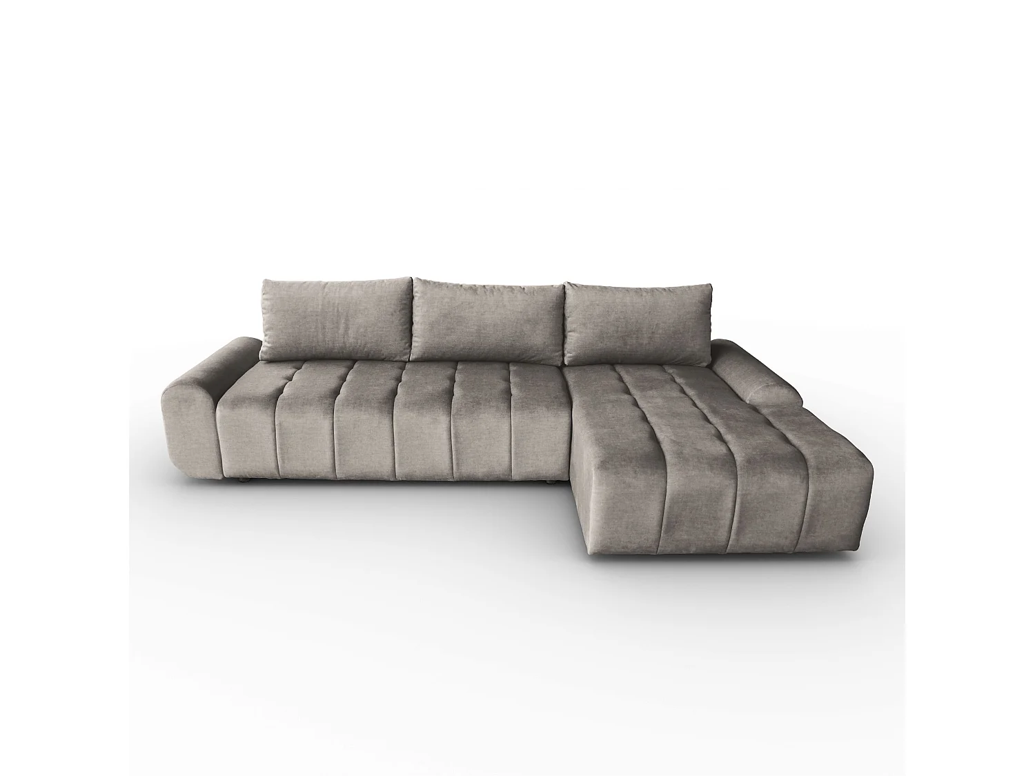Ecksofa Costa L - mit Schlaffunktion & Bettkasten – Stoff Vogue in Cappuccino, Ottomane rechts