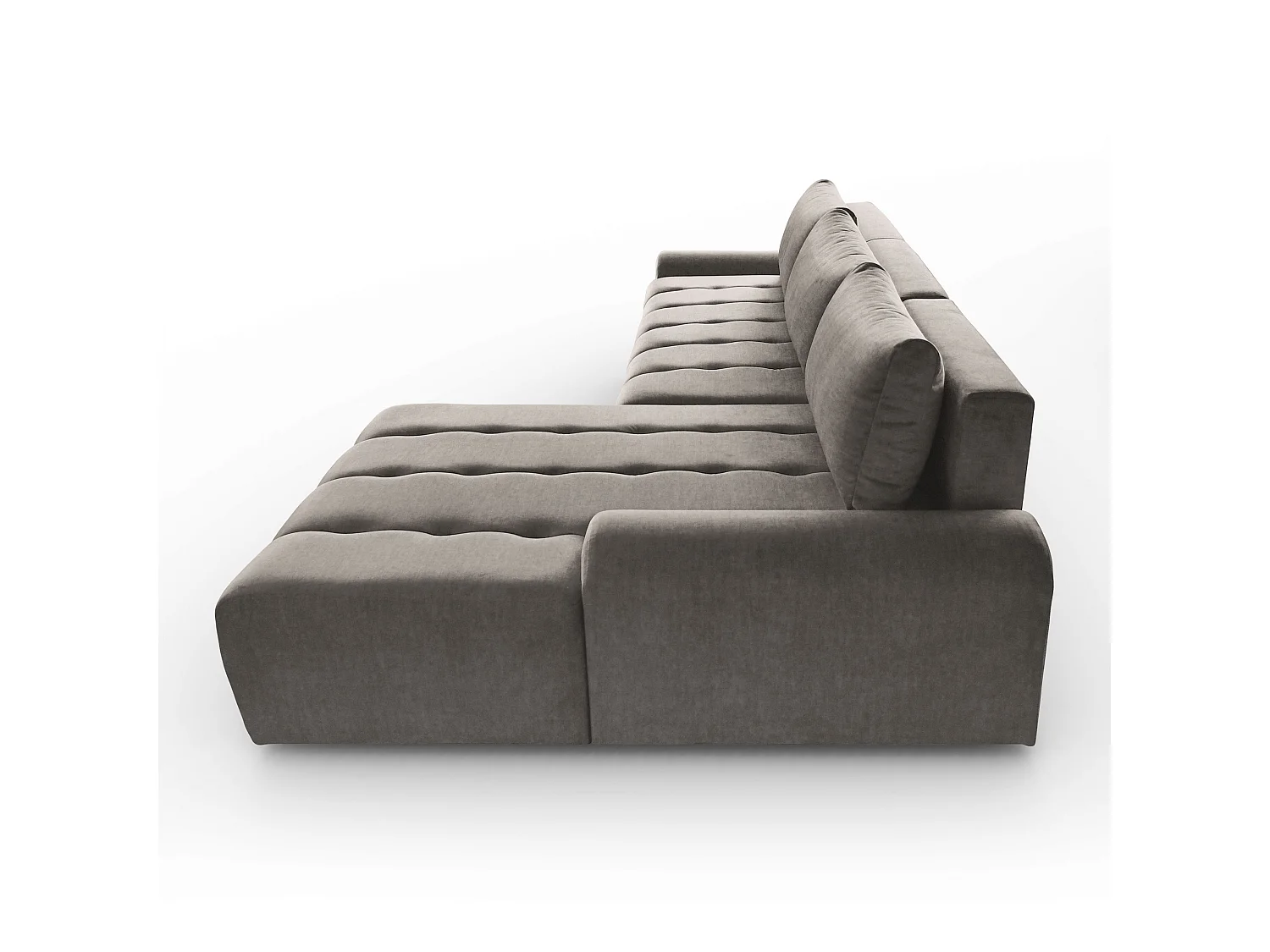 Ecksofa Costa L - mit Schlaffunktion & Bettkasten – Stoff Vogue in Cappuccino, Ottomane rechts