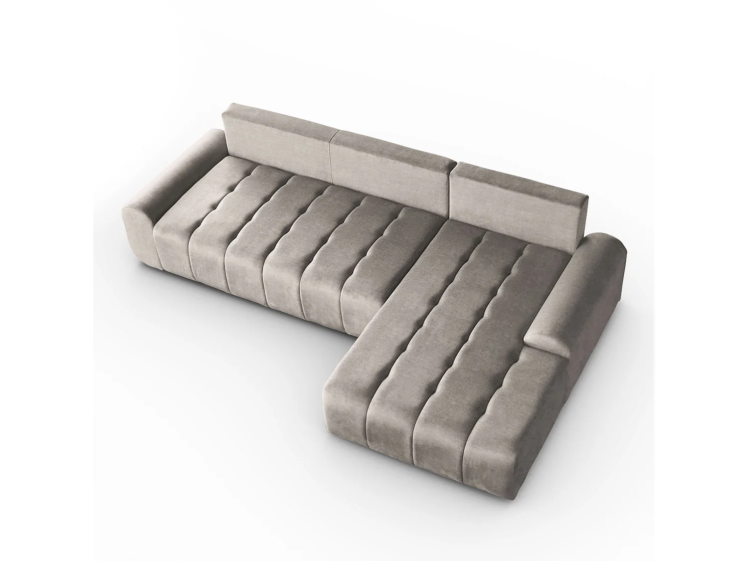 Ecksofa Costa L - mit Schlaffunktion & Bettkasten – Stoff Vogue in Cappuccino, Ottomane rechts