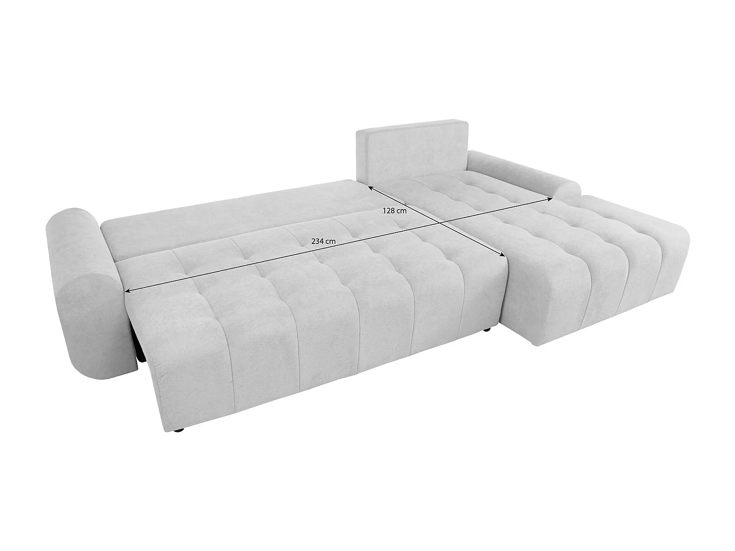 Ecksofa Costa L - mit Schlaffunktion & Bettkasten – Stoff Vogue in Cappuccino, Ottomane rechts