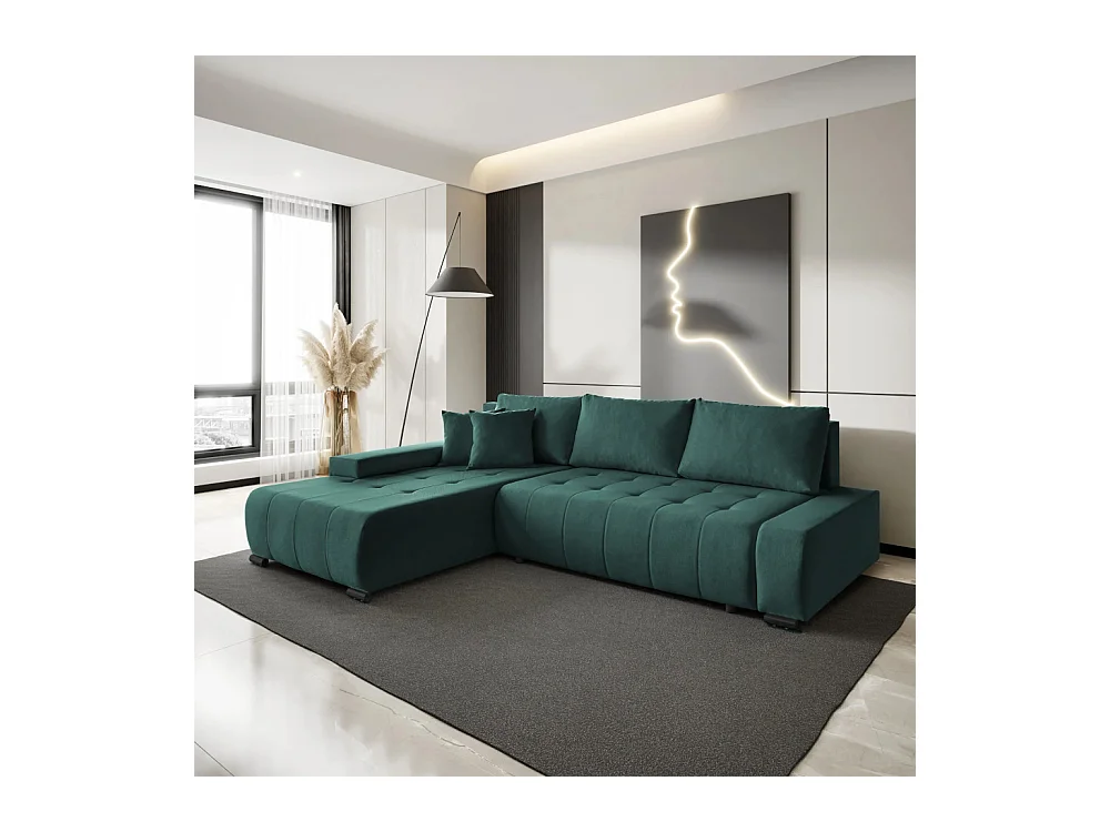 Canapé-lit ECKSCHLAFSOFA Draco L Vert