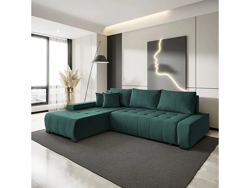 Canapé-lit ECKSCHLAFSOFA Draco L Vert