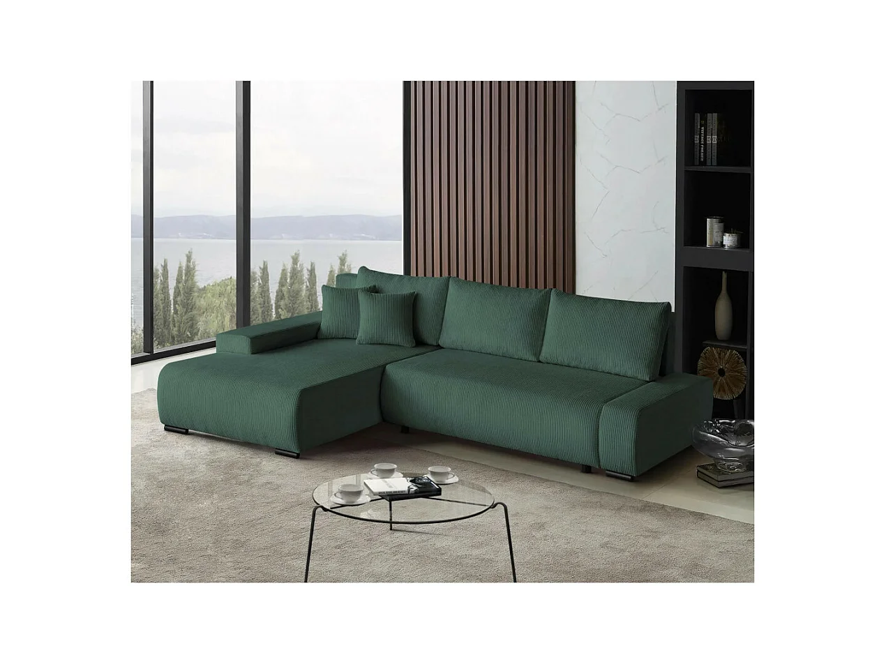 Canapé-lit ECKSCHLAFSOFA Draco L Vert