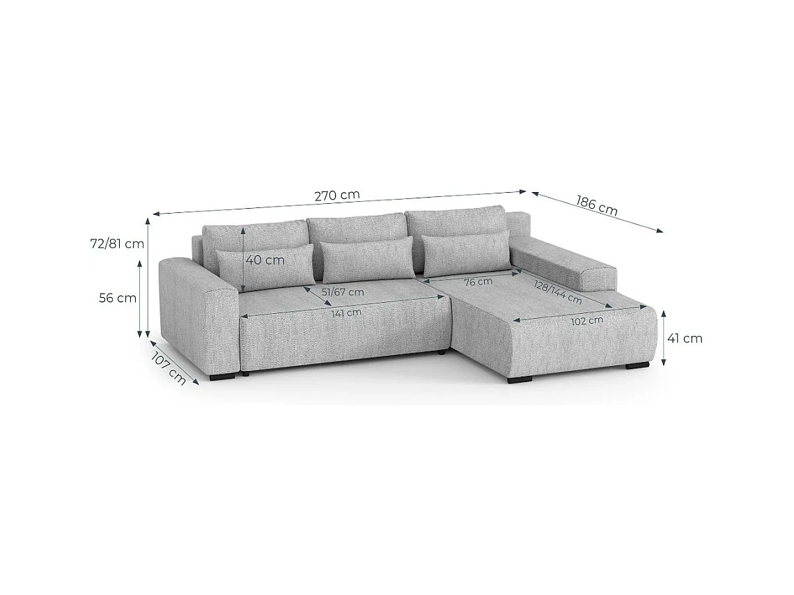 ECKSCHLAFSOFA Benny dunkelrot rechts