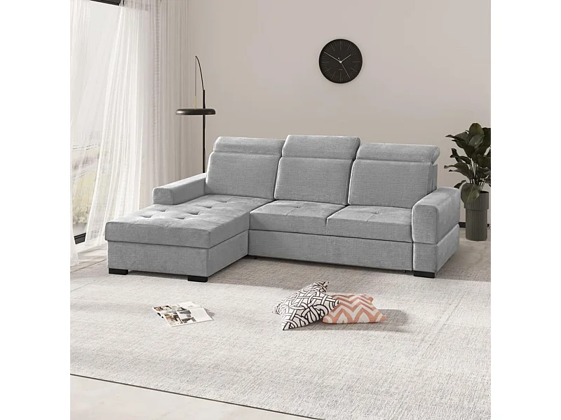 ECKSCHLAFSOFA Alex Mini hellgrau links