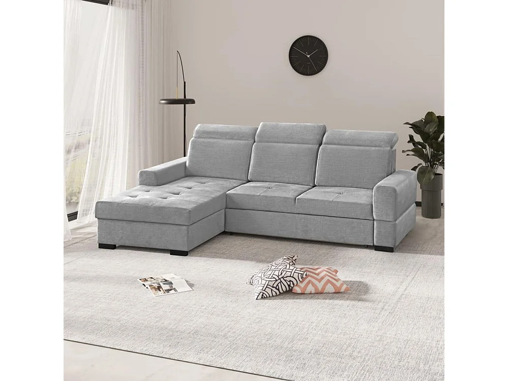 ECKSCHLAFSOFA Alex Mini hellgrau links