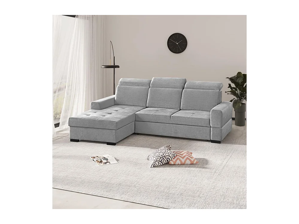ECKSCHLAFSOFA Alex Mini hellgrau links
