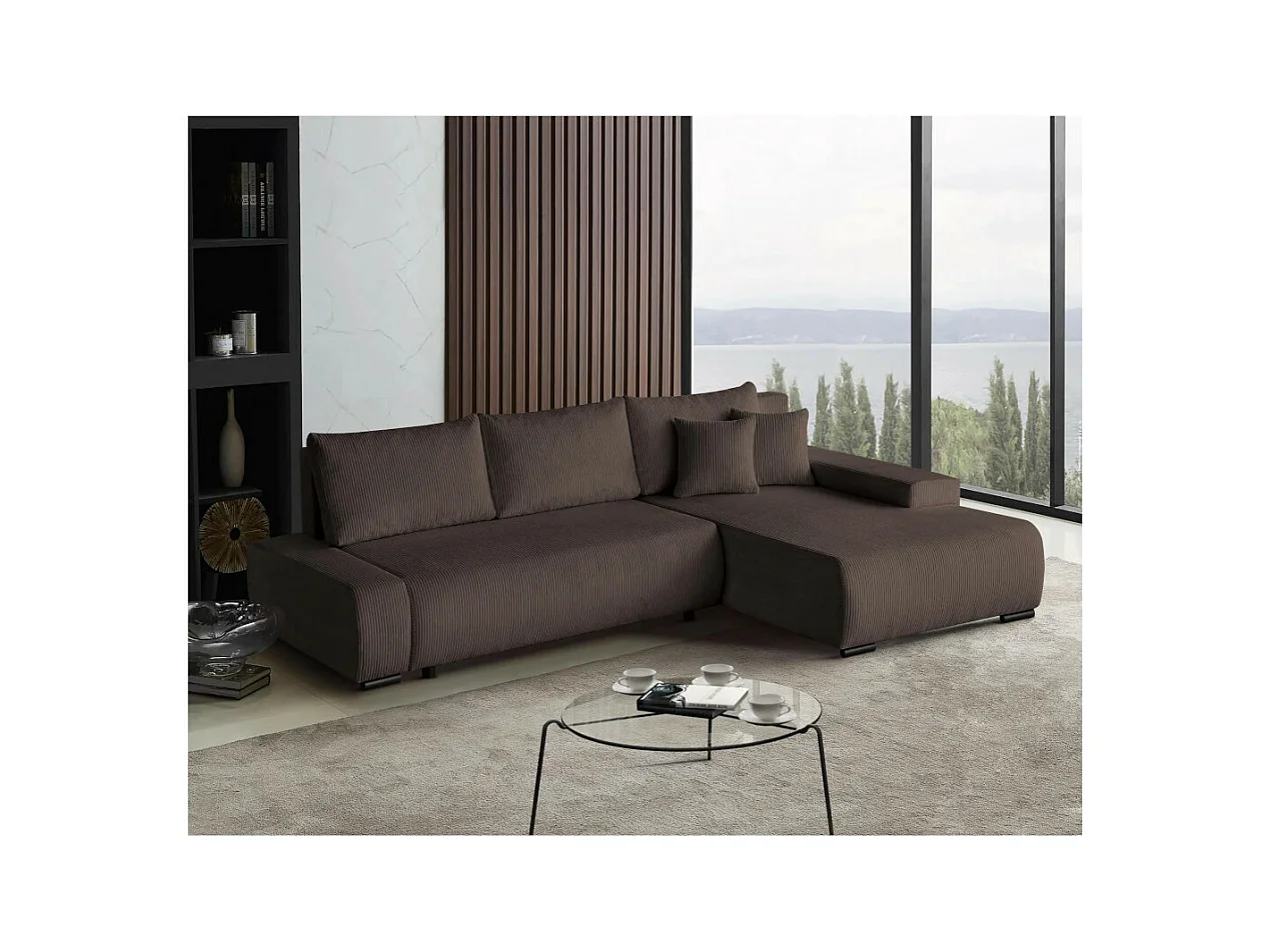 Canapé-lit ECKSCHAFSOFA Draco L Marron
