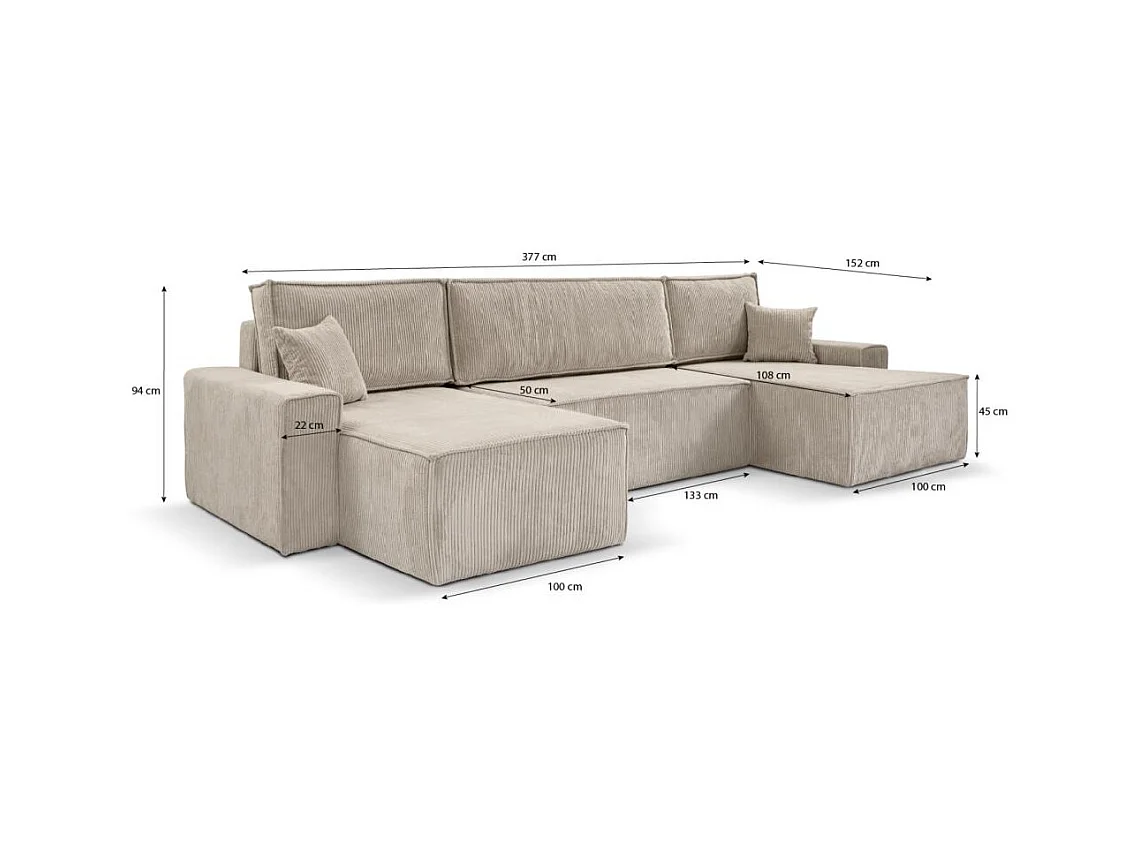 WOHNLANDSCHAFT Hektor U mit Schlaffunktion dunkelgrau