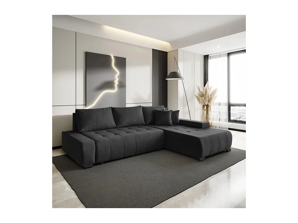 Canapé-lit ECKSCHLAFSOFA Draco L Noir
