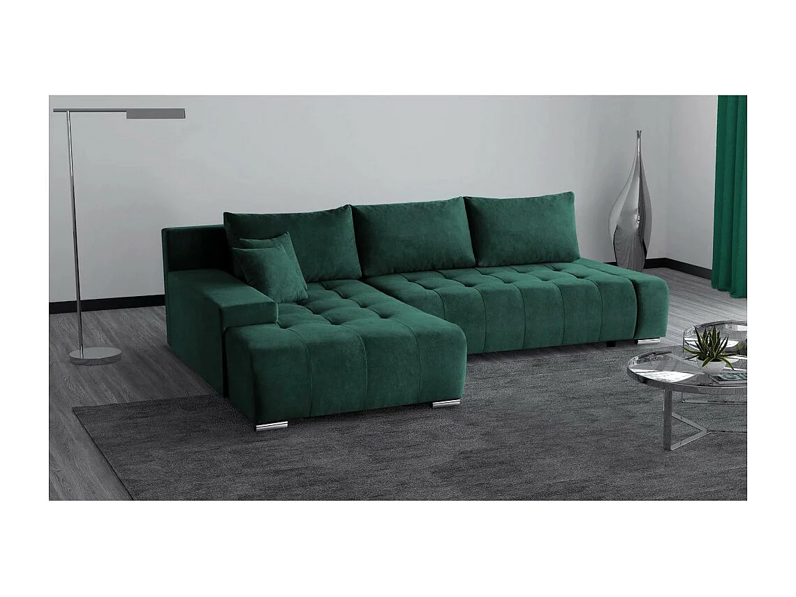 Canapé-lit ECKSCHLAFSOFA Draco L Vert