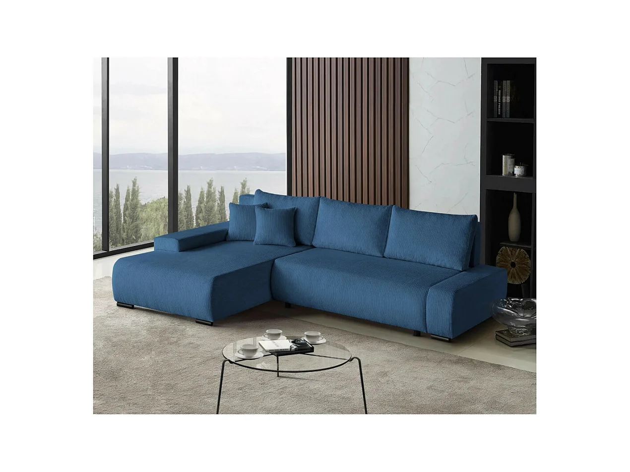 Canapé-lit ECKSCHLAFSOFA Draco L bleu marine
