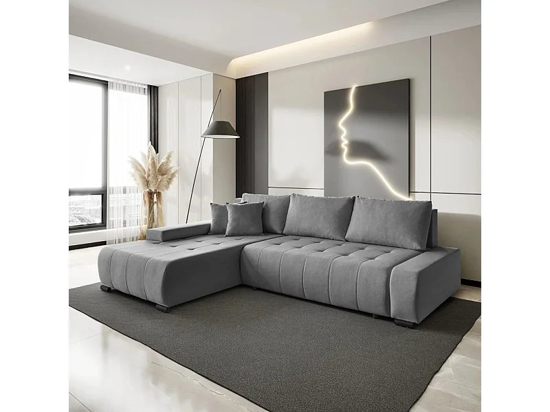 Canapé-lit ECKSCHLAFSOFA Draco L Gris