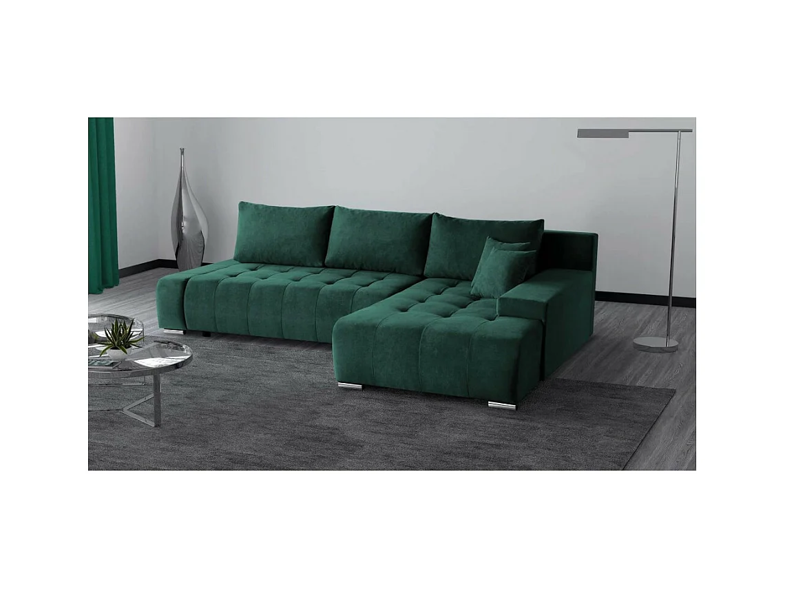 Canapé-lit ECKSCHLAFSOFA Draco L Vert
