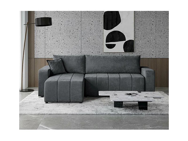 Canapé-lit ECKSCHLAFSOFA Mori gris foncé