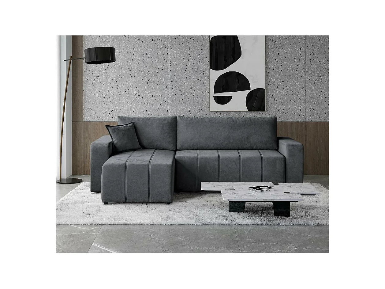 Canapé-lit ECKSCHLAFSOFA Mori gris foncé