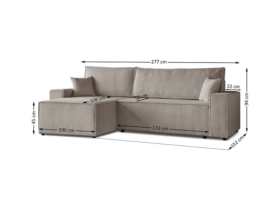 ECKSCHLAFSOFA mit Schlaffunktion Hektor cappuccino