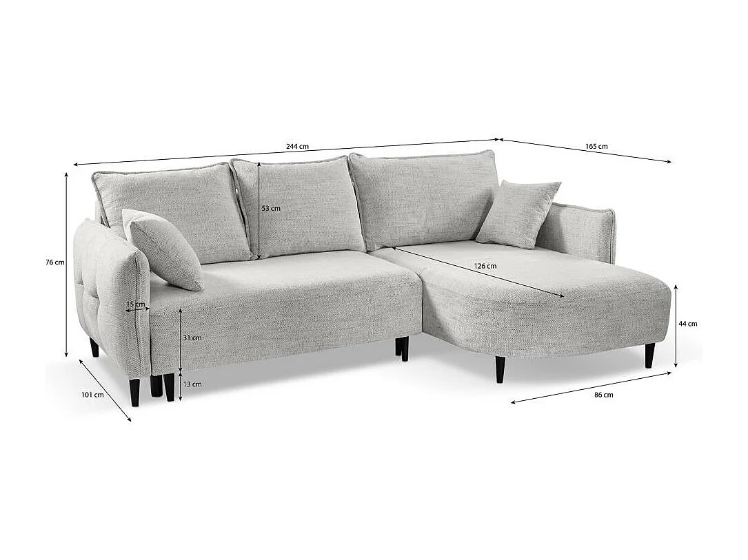 Hoekslaapbank Sycylia rechts beige