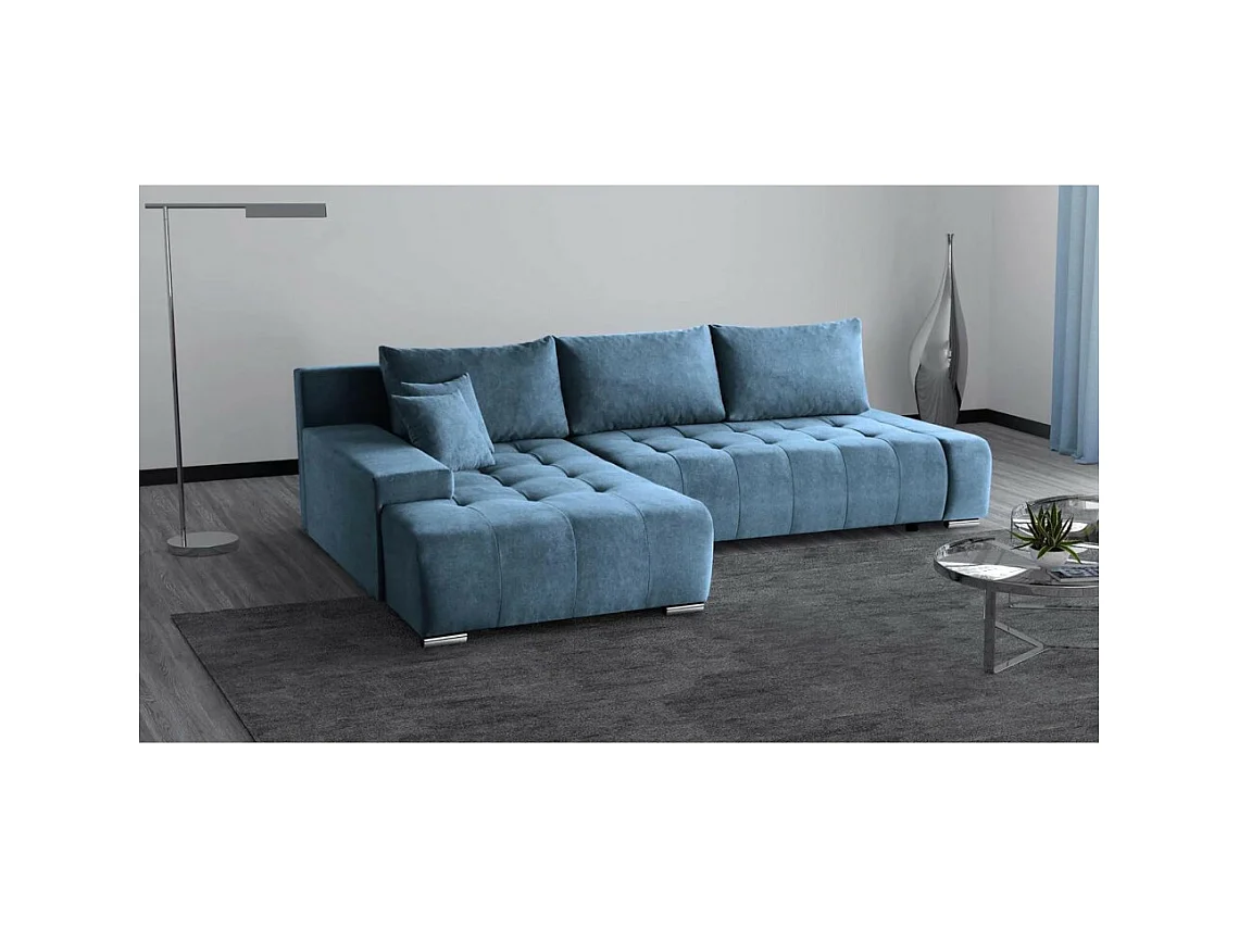 Canapé-lit ECKSCHLAFSOFA Draco L bleu