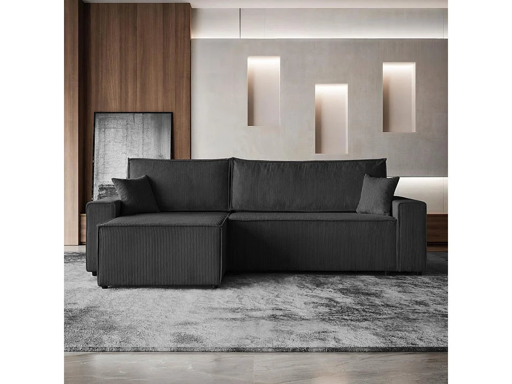 HOEKBANK met slaapfunctie Hektor donkergrijs