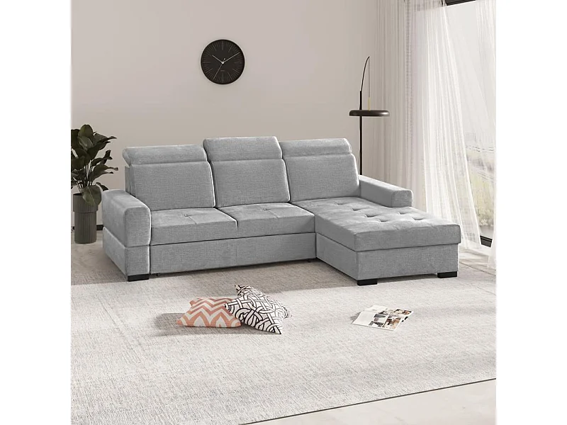 ECKSCHLAFSOFA Alex Mini hellgrau rechts