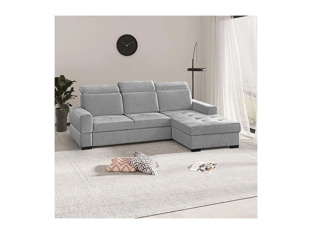 ECKSCHLAFSOFA Alex Mini hellgrau rechts