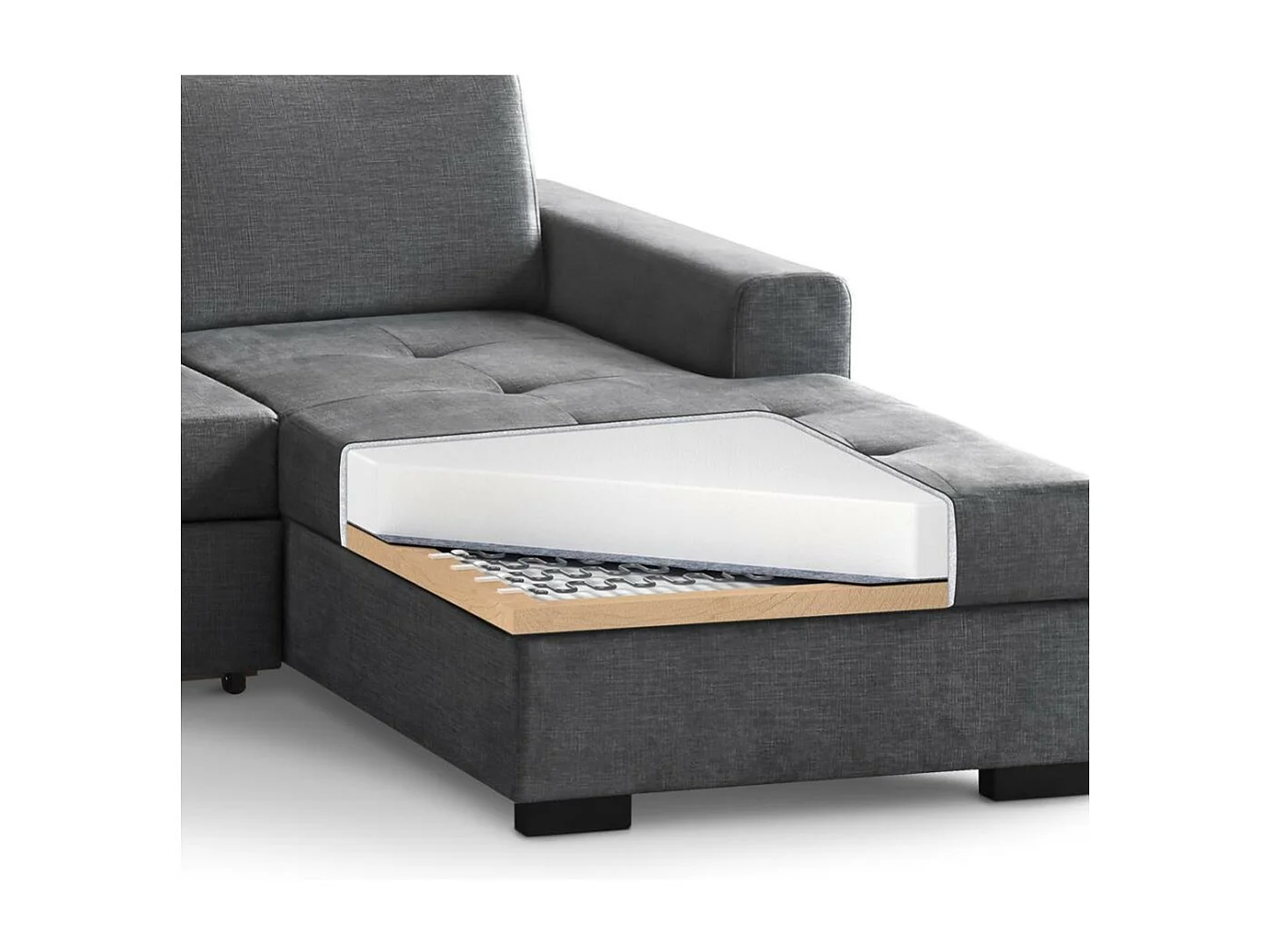 ECKSCHLAFSOFA Alex Mini hellgrau rechts