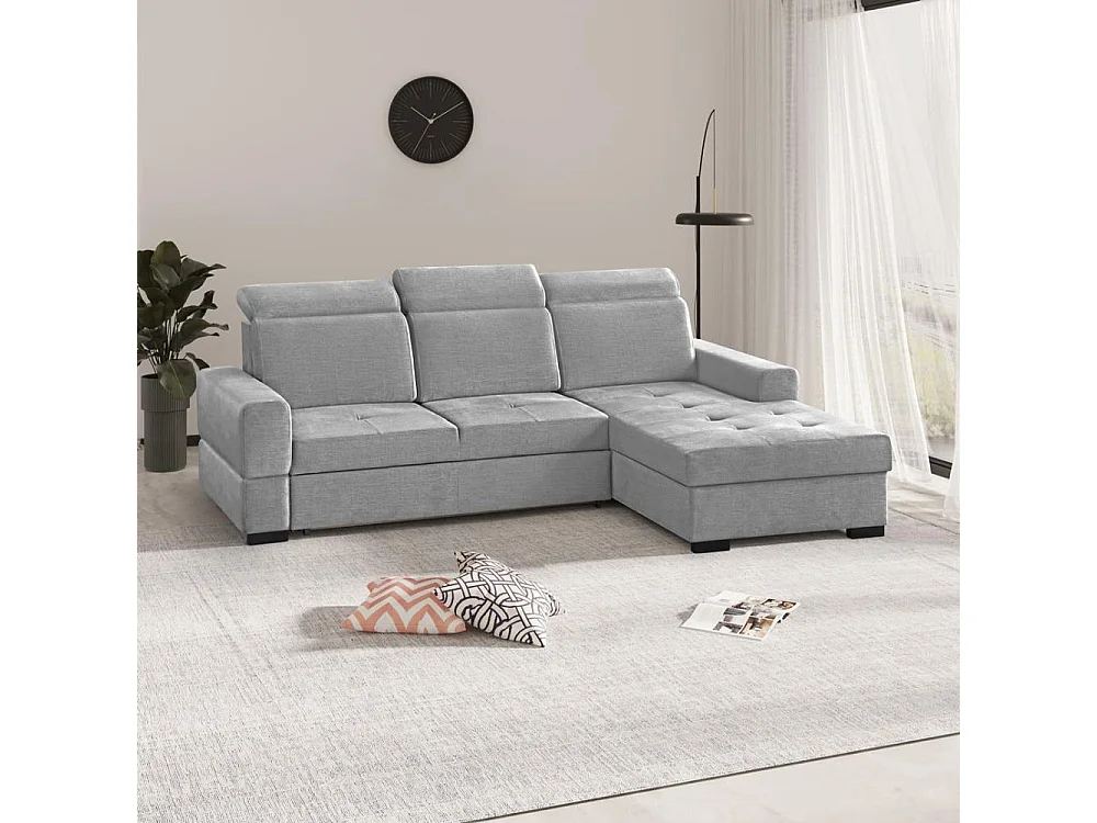 ECKSCHLAFSOFA Alex Mini hellgrau rechts