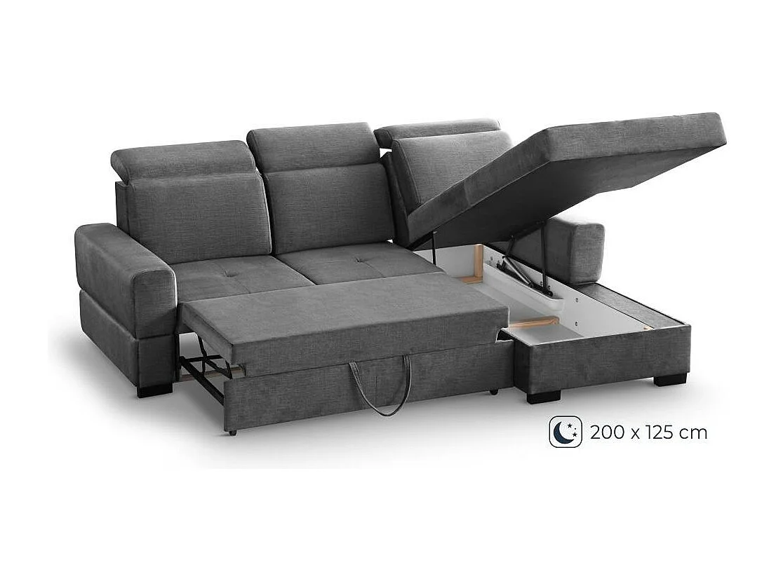 ECKSCHLAFSOFA Alex Mini hellgrau rechts