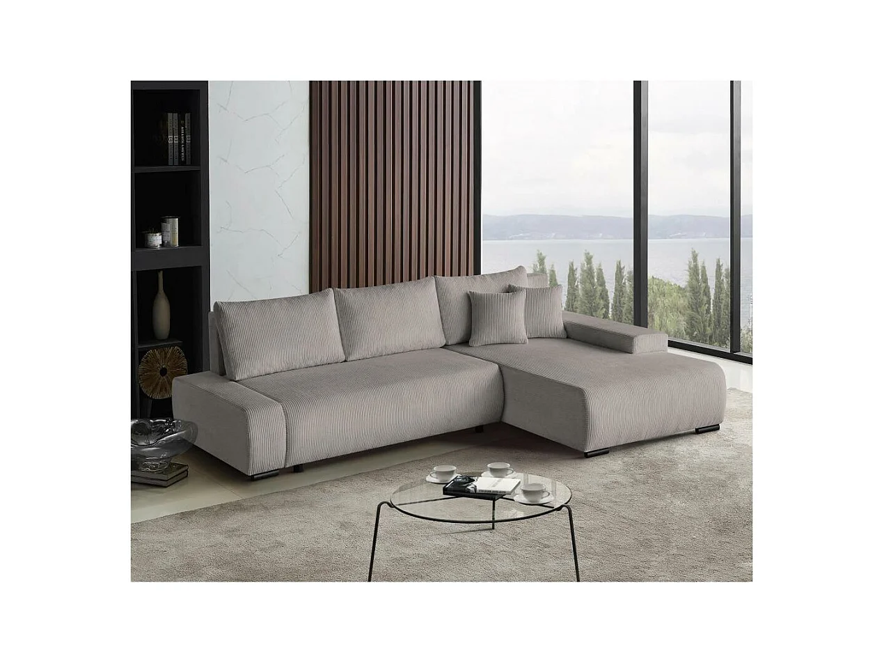 Canapé-lit ECKSCHLAFSOFA Draco L marron clair